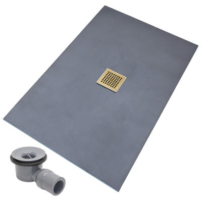 Thermopanel Centre Gold Square Drain Wet Room Shower Tray FormerLeaf Patterned Grate1200 X 800 X 20mm from B&Q