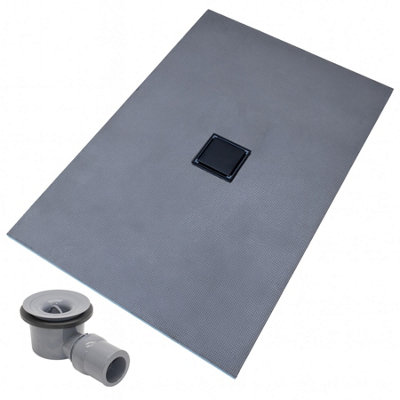 Thermopanel Centre Black Square Drain Wet Room Shower Tray FormerSolid & Tile-On Grate1200 X 800 X 20mm from B&Q