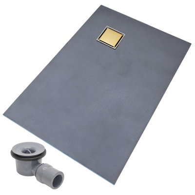Thermopanel Corner Gold Square Drain Wet Room Shower Tray FormerSolid & Tile-On Grate1200 X 900 X 20mm (Right) from B&Q