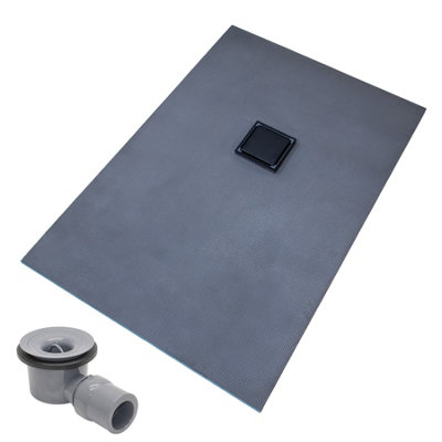Thermopanel Offset Black Square Drain Wet Room Shower Tray FormerSolid & Tile-On Grate1200 X 1000 X 20mm from B&Q