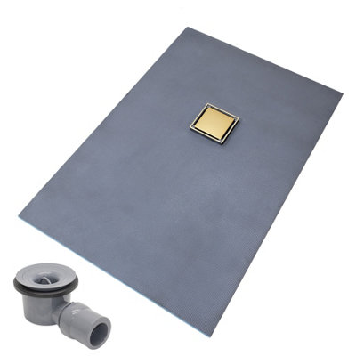 Thermopanel Offset Gold Square Drain Wet Room Shower Tray FormerSolid & Tile-On Grate1200 X 1000 X 20mm from B&Q
