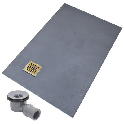 Thermopanel Corner Gold Square Drain Wet Room Shower Tray FormerLeaf Patterned Grate1200 X 1200 X 20mm from B&Q