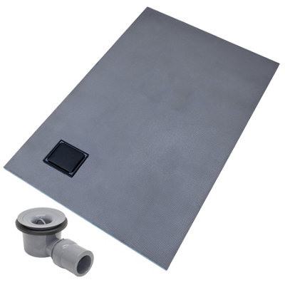 Thermopanel Corner Black Square Drain Wet Room Shower Tray FormerSolid & Tile-On Grate1200 X 1200 X 20mm from B&Q