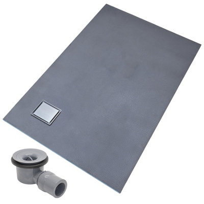 Thermopanel Corner Stainless Steel Square Drain Wet Room Shower TraySolid & Tile-On Grate1200 X 1200 X 20mm from B&Q
