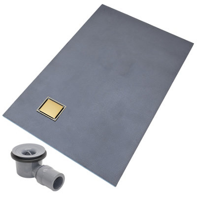 Thermopanel Corner Gold Square Drain Wet Room Shower Tray FormerSolid & Tile-On Grate1300 X 900 X 25mm from B&Q