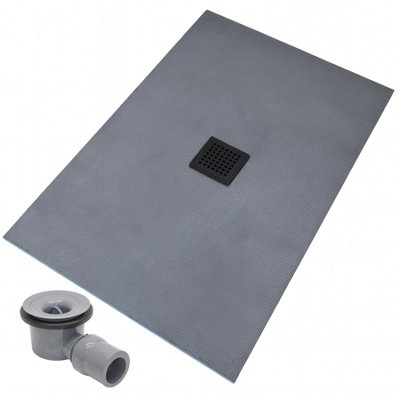 Thermopanel Centre Black Square Drain Wet Room Shower Tray FormerSquares Patterned Grate1400 X 900 X 25mm from B&Q