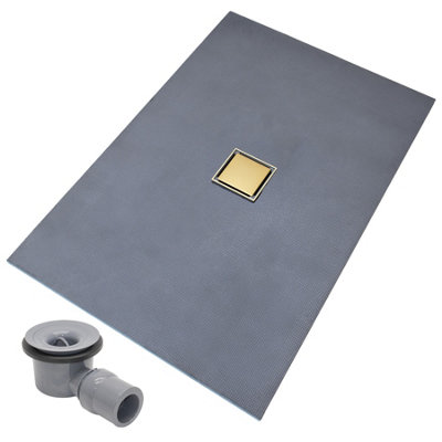 Thermopanel Centre Gold Square Drain Wet Room Shower Tray FormerSolid & Tile-On Grate1400 X 900 X 25mm from B&Q