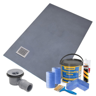 Thermopanel Corner Stainless Steel Square Drain Wet Room Shower Tray And Tanking KitLeaf Grate900 X 900 X 20mm from B&Q