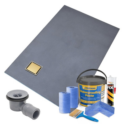 Thermopanel Corner Gold Square Drain Wet Room Shower Tray Former And Tanking KitSolid & Tile-On Grate900 X 900 X 20mm from B&Q