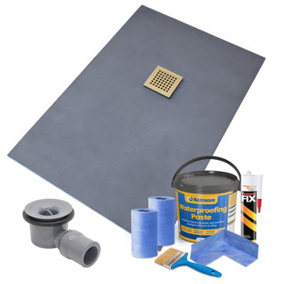 Thermopanel Offset Gold Square Drain Wet Room Shower Tray Former And Tanking Kit- Squares Grate1200 X 1000 X 20mm from B&Q