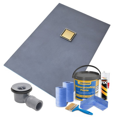 Thermopanel Offset Gold Square Drain Wet Room Shower Tray Former And Tanking KitSolid & Tile-On Grate1300 X 900 X 25mm from B&Q