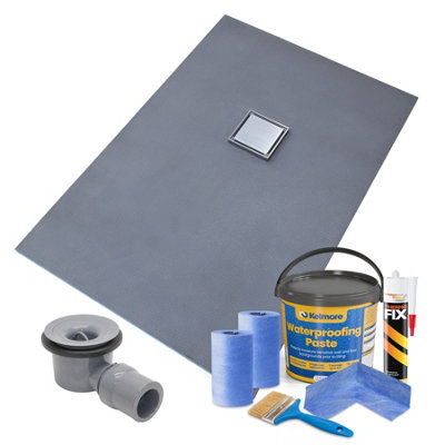 Thermopanel Offset Stainless Steel Square Drain Wet Room Shower Tray And Tanking KitSolid & Tile-On Grate1400 X 900 X 25mm from B&Q