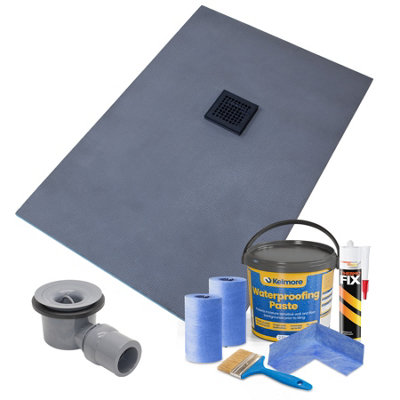 Thermopanel Offset Black Square Drain Wet Room Shower Tray Former And Tanking KitLeaf Grate1500 X 800 X 25mm from B&Q