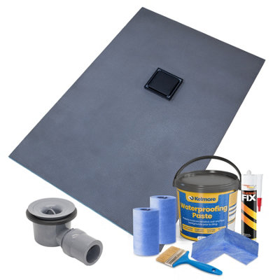 Thermopanel Offset Black Square Drain Wet Room Shower Tray Former And Tanking KitSolid & Tile-On Grate1500 X 800 X 25mm from B&Q