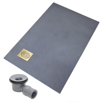 Thermopanel Corner Square Gold Drain Wet Room Shower Tray FormerSpiral Patterned Grate900 X 900 X 20mm from B&Q