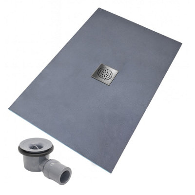 Thermopanel Centre Stainless Steel Square Drain Wet Room Shower Tray FormerSpiral Patterned Grate1200 X 900 X 20mm from B&Q