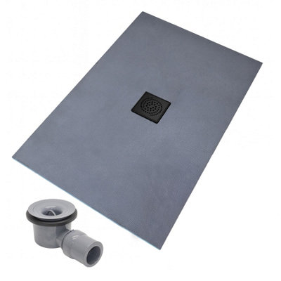 Thermopanel Centre Black Square Drain Wet Room Shower Tray FormerSpiral Patterned Grate1200 X 900 X 20mm from B&Q