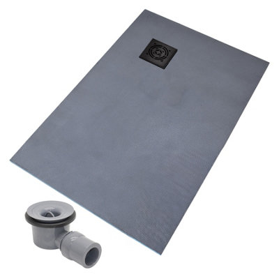 Thermopanel Corner Black Square Drain Wet Room Shower Tray FormerRadial Patterned Grate1200 X 900 X 20mm from B&Q