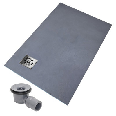 Thermopanel Corner Stainless Steel Square Drain Wet Room Shower Tray Former (Right)Radial Patterned Grate1200 X 900 X 20mm from B&Q
