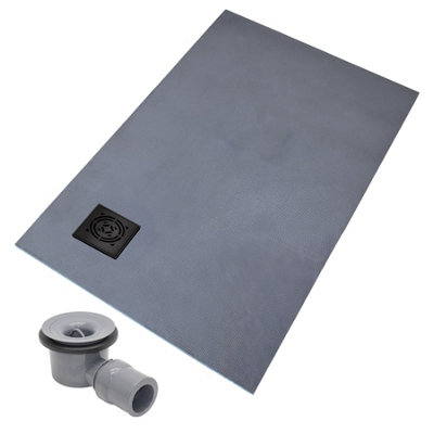 Thermopanel Corner Black Square Drain Wet Room Shower Tray Former (Right)Radial Patterned Grate1200 X 900 X 20mm from B&Q