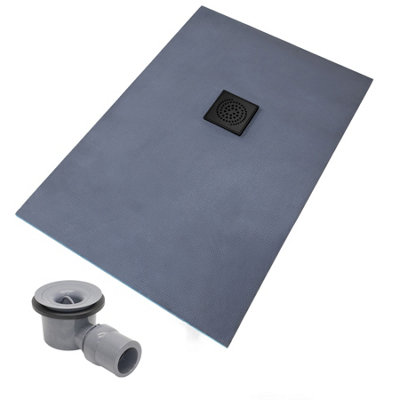 Thermopanel Offset Black Square Drain Wet Room Shower Tray FormerSpiral Patterned Grate1200 X 1000 X 20mm from B&Q