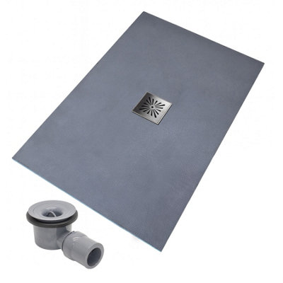 Thermopanel Centre Stainless Steel Square Drain Wet Room Shower Tray FormerSunburst Patterned Grate1200 X 1200 X 20mm from B&Q