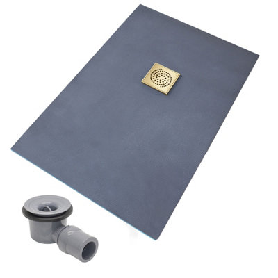 Thermopanel Offset Gold Square Drain Wet Room Shower Tray FormerSpiral Patterned Grate1200 X 1200 X 20mm from B&Q