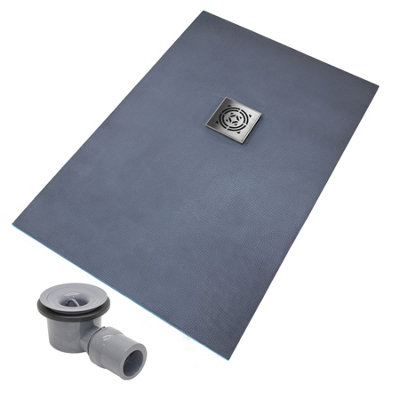 Thermopanel Offset Stainless Steel Square Drain Wet Room Shower Tray FormerRadial Patterned Grate1400 X 900 X 25mm from B&Q