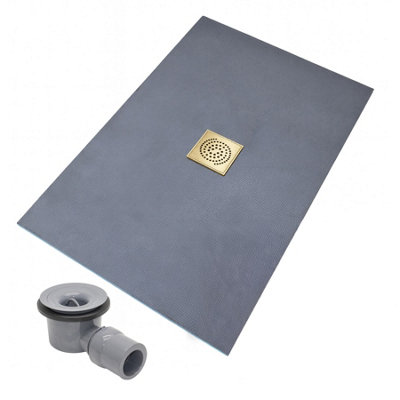 Thermopanel Centre Gold Square Drain Wet Room Shower Tray FormerSpiral Patterned Grate1500 X 900 X 25mm from B&Q
