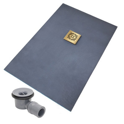 Thermopanel Offset Gold Square Drain Wet Room Shower Tray FormerRadial Patterned Grate1800 X 900 X 25mm from B&Q