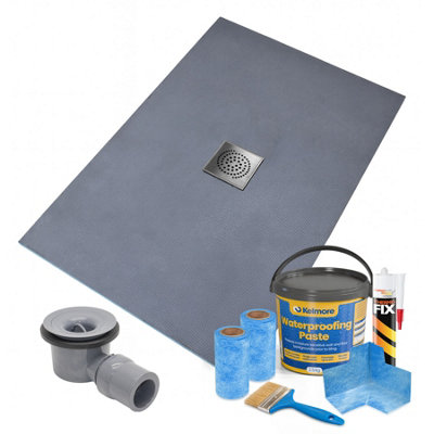 Thermopanel Centre Square Drain Wet Room Shower Tray1000 X 1000 X 20mmStainless Steel Spiral Grate Design And Tanking Kit from B&Q