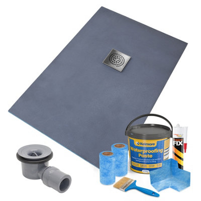 Thermopanel Offset Square Drain Wet Room Shower Tray1200 X 800 X 20mmStainless Steel Spiral Grate Design And Tanking Kit from B&Q