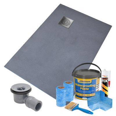Thermopanel Corner Square Drain Wet Room Shower Tray1200 X 900 X 20mm (Right)Stainless Steel Spiral Grate And Tanking Kit from B&Q