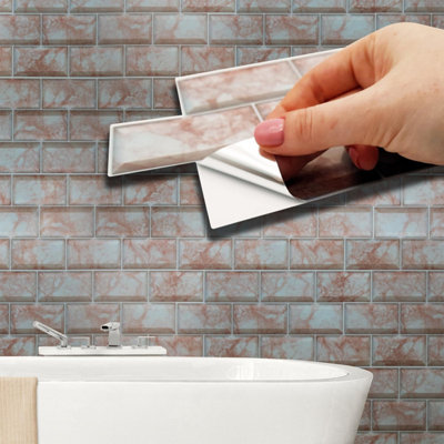  - Walplus Rose Marble Subway Brick Peel And Stick Wall 2D Tiles Sticker12Pcs Self Adhesive Stick On Tiles For Kitchen 28.5X14 Cm