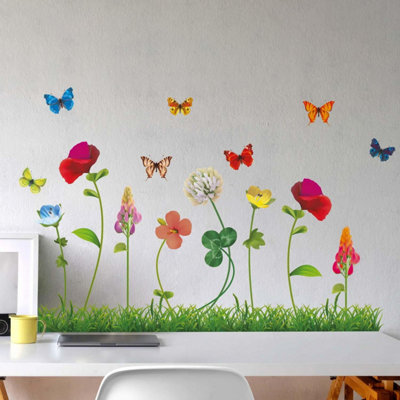 Walplus Happy Garden With Butterflies Kids Sticker Pvc Multicoloured from B&Q