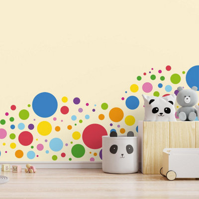 Walplus Happy Circles Primary Colours Kids Sticker Pvc MulticolouredRedBlue from B&Q