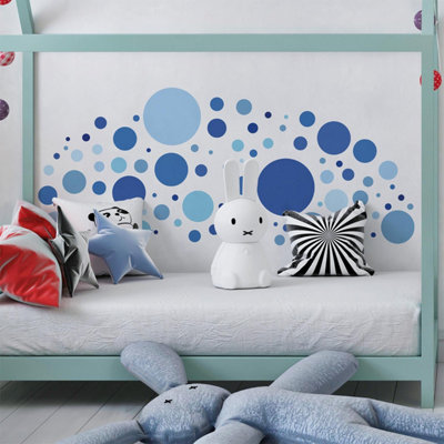 Walplus Happy Circles Blue Kids Sticker Pvc Blue from B&Q