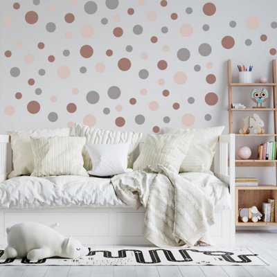 Walplus Large Polka Dots Boho Naturalkids Sticker Pvc BrownGrey