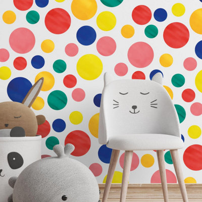 Walplus Watercolour Circles Colourful Rainbow Kids Sticker Pvc MulticolouredYellowGreen from B&Q