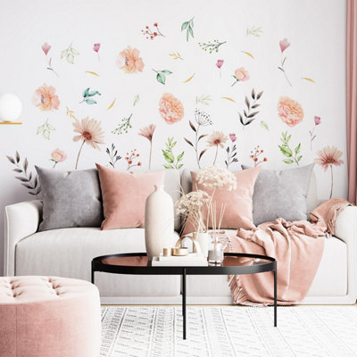 Walplus Pastel Watercolour Flowers Wall Stickers Mural Decal Room Decor from B&Q