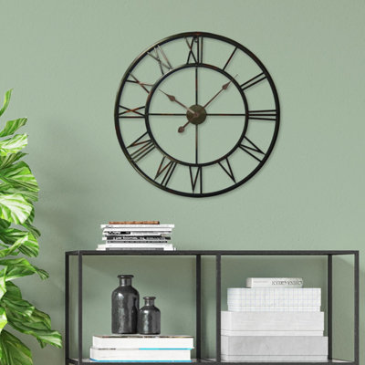 Walplus Roman Numerals No. 56 Oversized Metal Large Wall Clock For Home & OfficeHallway And Livingroom from B&Q