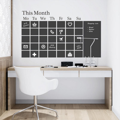 Walplus Self Adhesive Chalkboard Vinly Wall Stickers Mural Calendar Black from B&Q