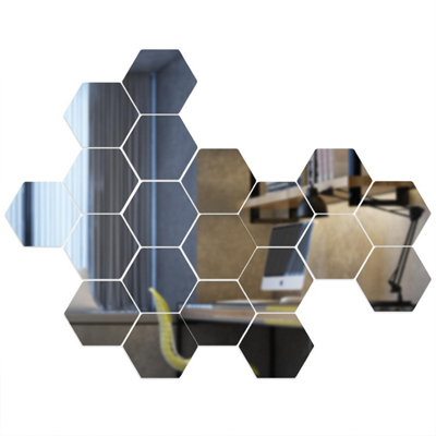 Walplus Hexagonal Removable Acrylic Mirror Art20 Pcs Mirror Sticker from B&Q