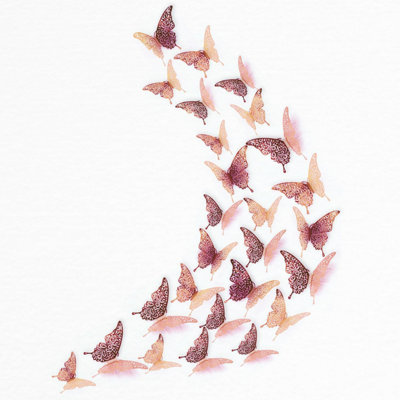 Walplus Floral 3D Butterflies Rose Gold Stock Clearance Wall Decor Art from B&Q