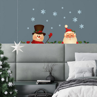 Walplus Peeking Santa And Snowman Stickers Set Wall Stickers Wall ArtDiy ArtHome DecorationsDecals from B&Q