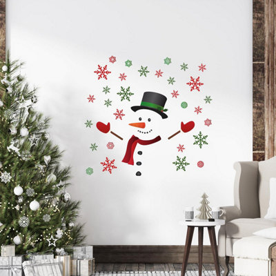 Walplus Happy Snowman With Colourful Snowflakes Wall Stickers Living Room Diy Home Decorations from B&Q