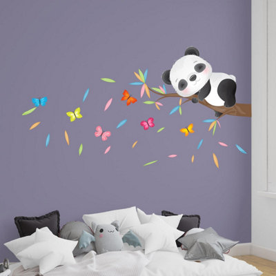 Walplus Sleeping Panda On The Tree Branch Kids Sticker Pvc Multicoloured