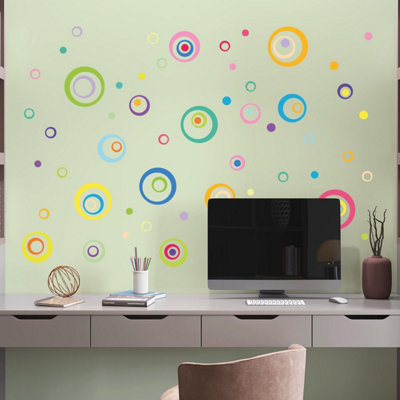 Walplus Colourful Circles And Ringskids Sticker Pvc Multicoloured