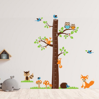 Walplus Fox Tree Height Measure Kids Sticker Pvc Multicoloured