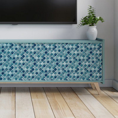 Walplus Mother Pearl Turquoise Jewel Peel And Stick Wall Tiles Stickers120Pcs Adhesive Stick On Tiles For Kitchen 15X15Cm (6In) from B&Q